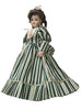 Forest green striped fashion Dress for 12" Fashion and china head dolls. 